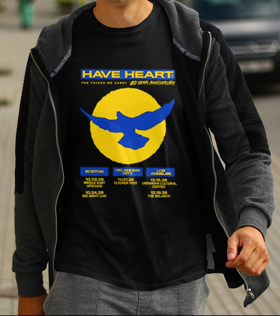 Have Heart The Things We Carry 20 Year Anniversary Tour Boston Philadelphia Los Angeles Bird T-Shirt