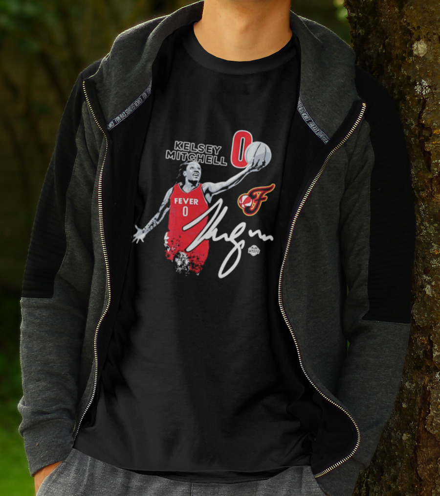 Kelsey Mitchell Indiana Fever 0 WNBA Player Signature T-Shirt