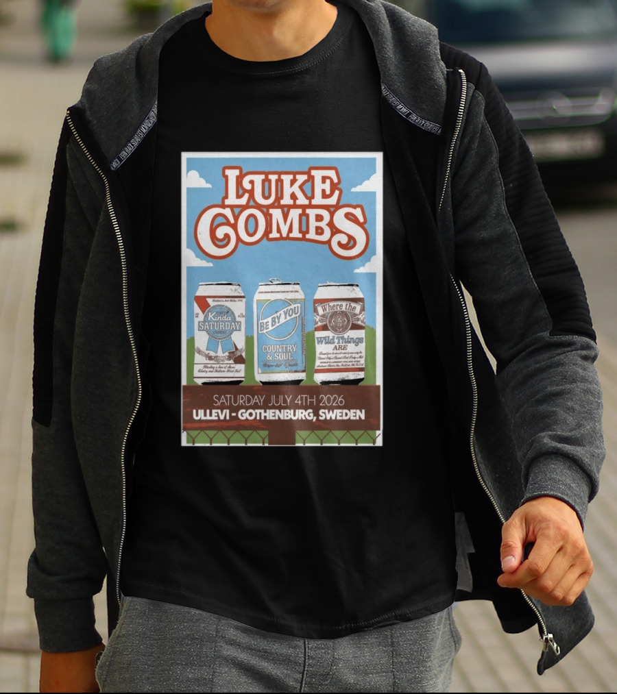 Luke Combs My Kinda Saturday Night Tour July 4 2026 Ullevi Gothenburg Sweden Country And Soul Where The Wild Things Are T-Shirt
