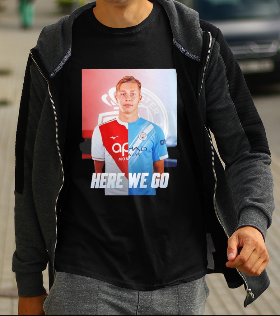 Mathys Detourbet Manchester City AS Monaco Transfer Here We Go T-Shirt
