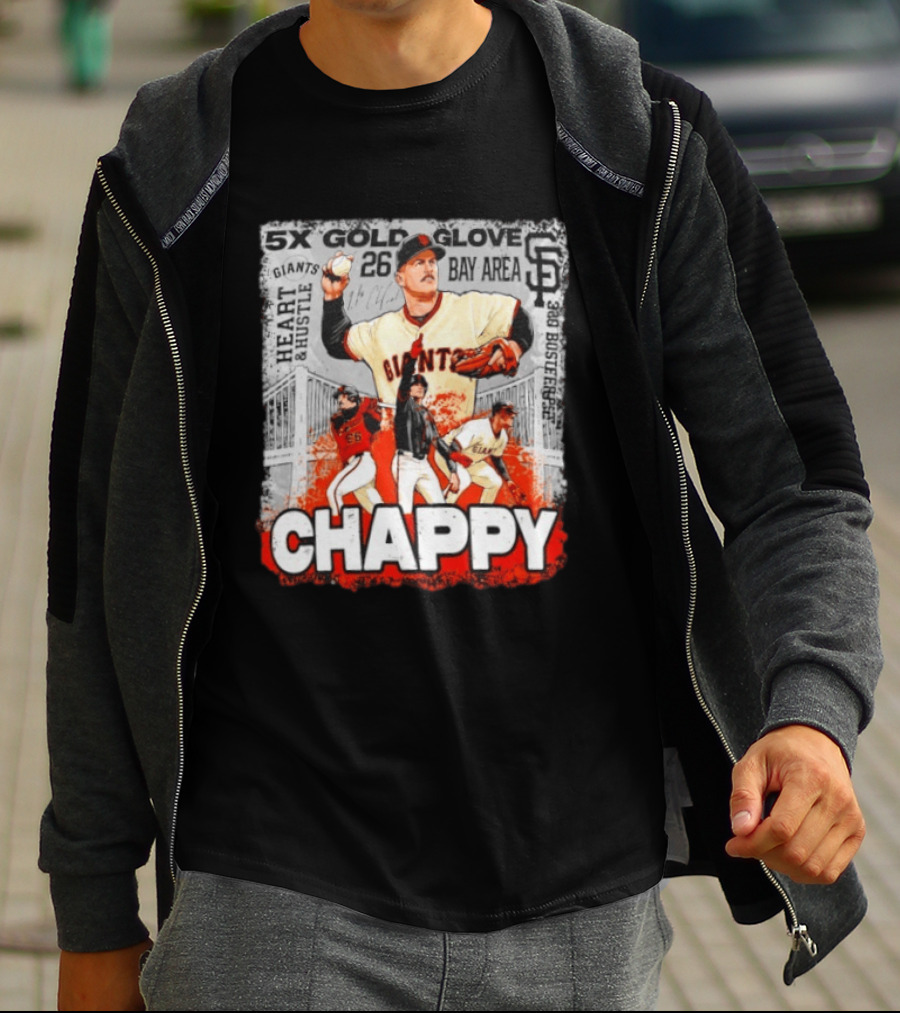 5x Gold Glove SF Giants Heart & Hustle Chappy Bay Area 26 T-Shirt