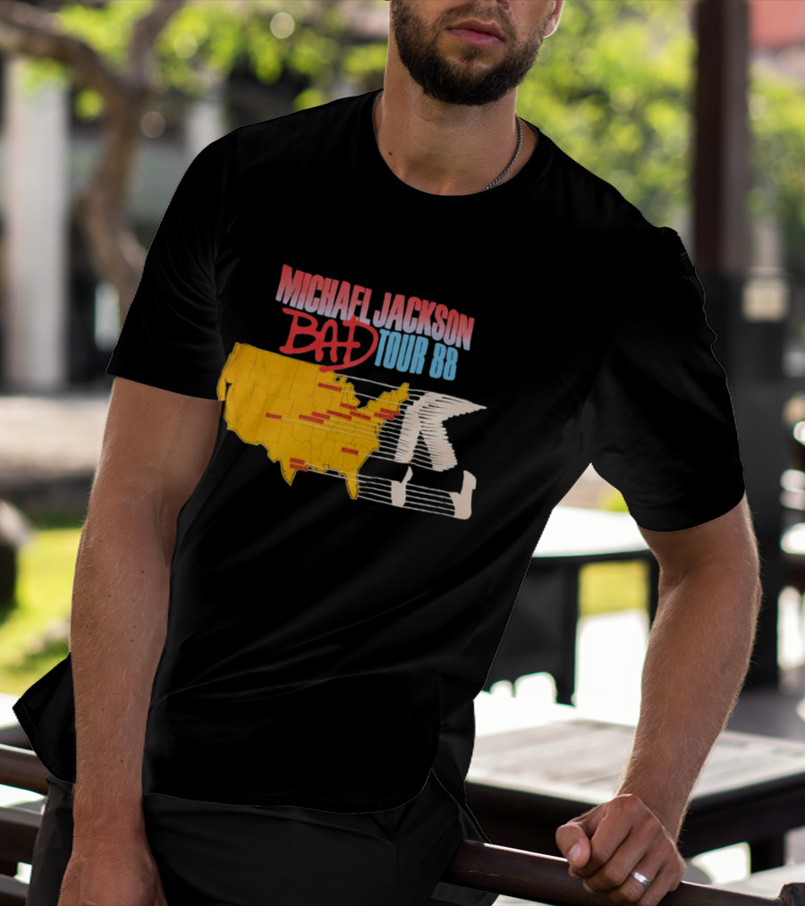 Michael Jackson BAD Tour 88 USA Map T-Shirt