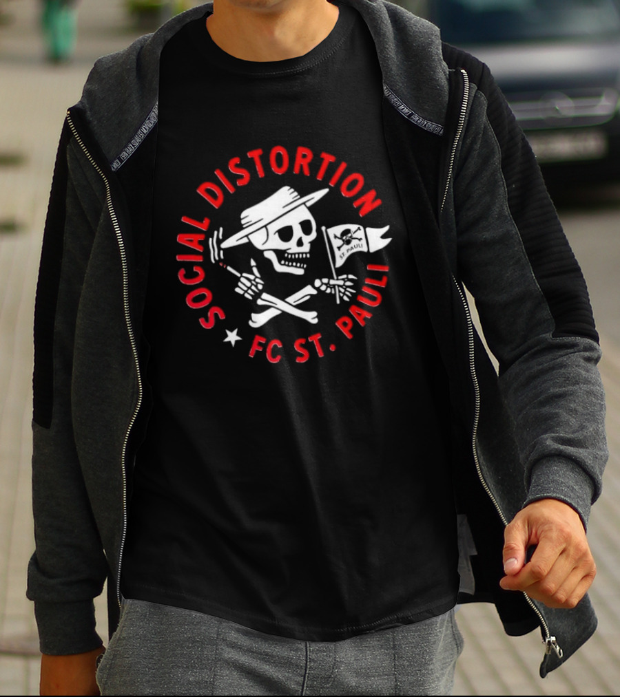Social Distortion FC St Pauli Punk Rock Skull And Crossbones With Flag T-Shirt