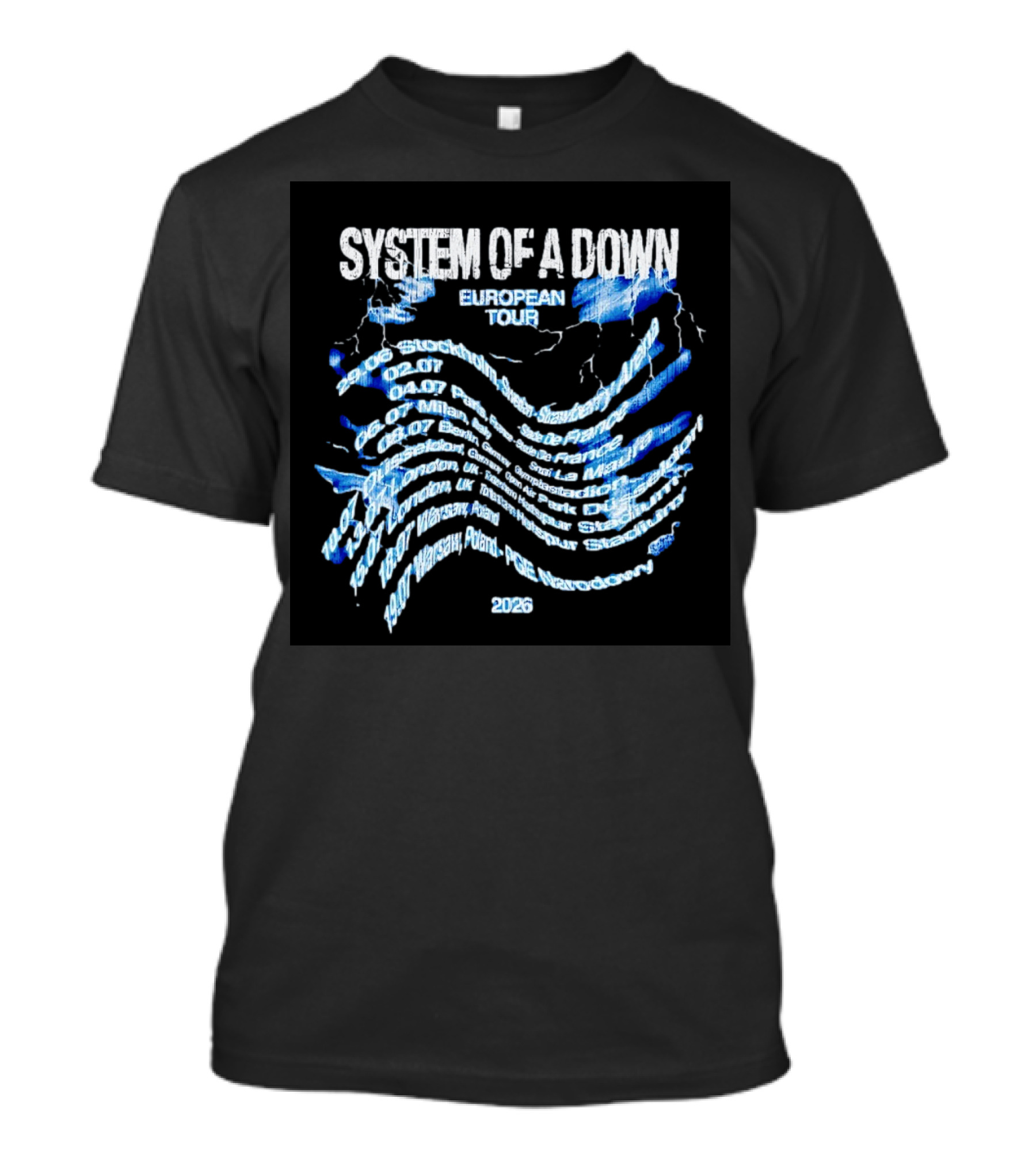 System Of A Down 2026 European Tour Dates UK Poland France Italy Switzerland T-Shirt