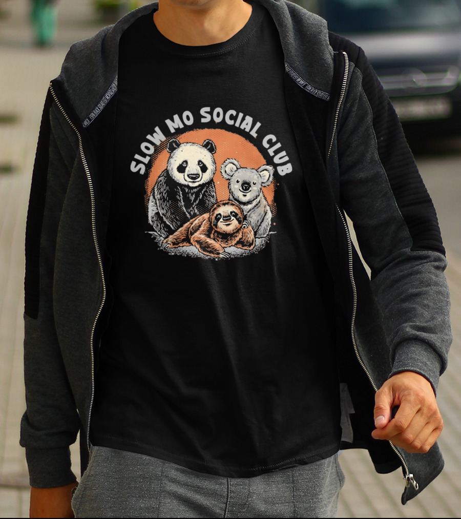 Panda Koala Sloth Slow Mo Social Club Fun Animal Trio T-Shirt