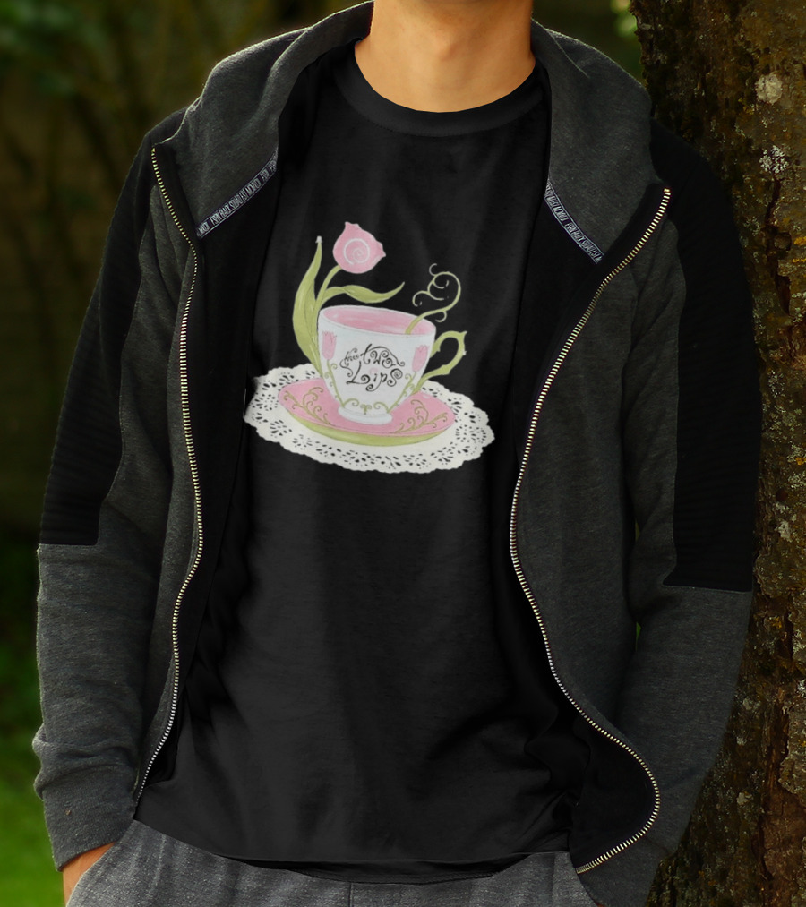 The Two Lips Teacup Floral Saucer Lace Doily T-Shirt