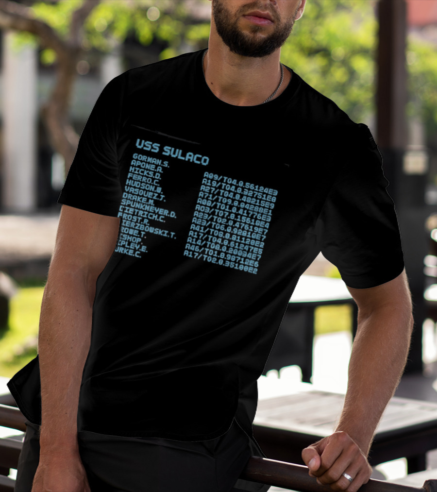 USS Sulaco Personnel Roster Aliens Ripley Hicks Hudson Vasquez Gorman Bishop T-Shirt