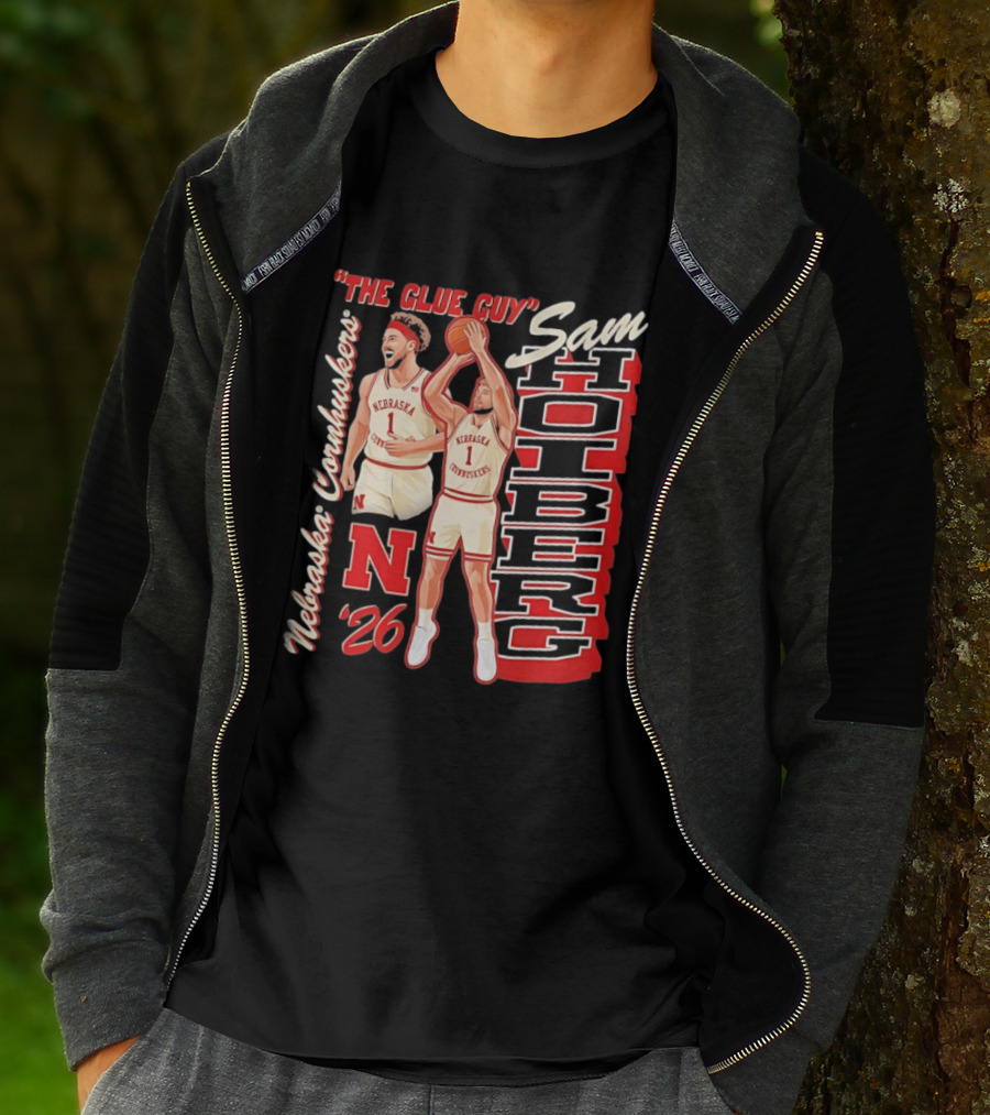 Nebraska Cornhuskers Sam Holberg The Glue Guy Basketball '26 T-Shirt