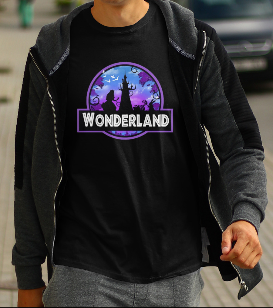 Alice Wonderland Adventure Silhouette Tower Fantasy Scene T-Shirt