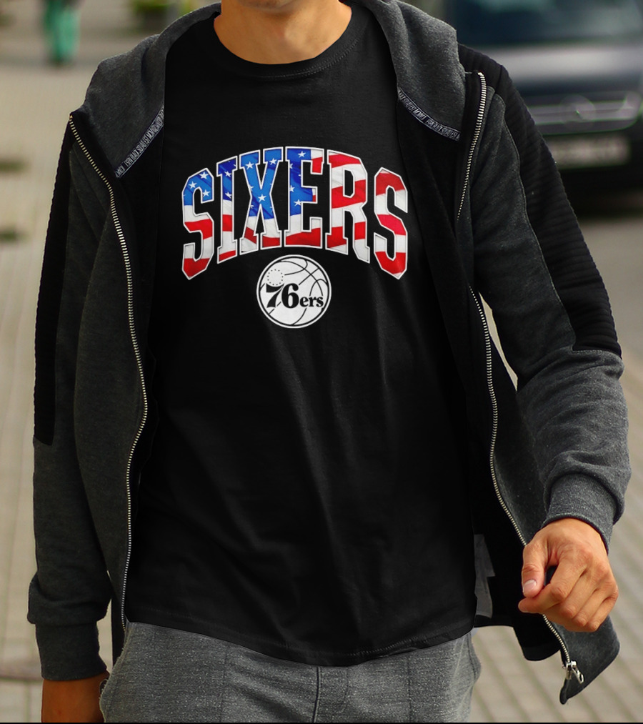 Philadelphia 76ers Sixers American Flag NBA Basketball T-Shirt