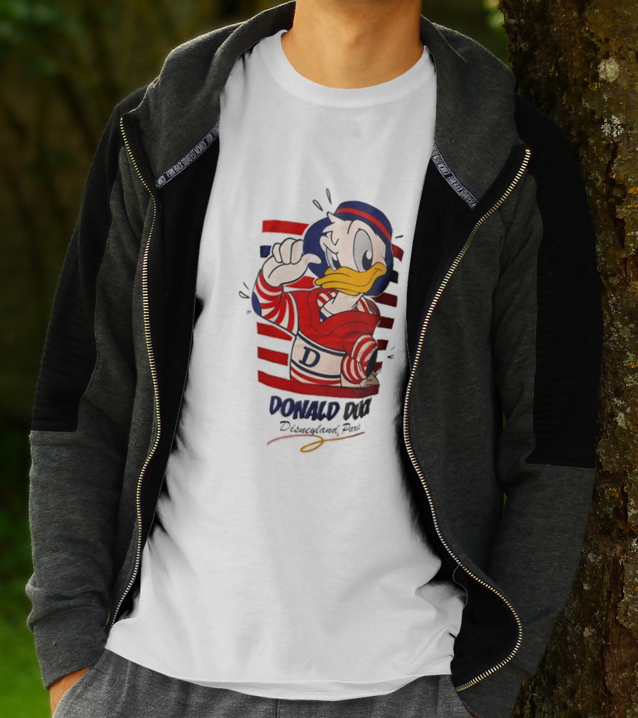Donald Duck Disneyland Paris Red And White Striped Outfit T-Shirt