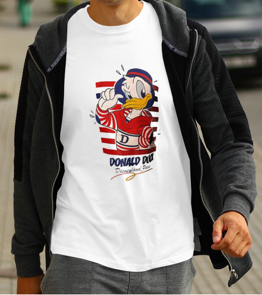 Donald Duck Disneyland Paris Red And White Striped Outfit T-Shirt