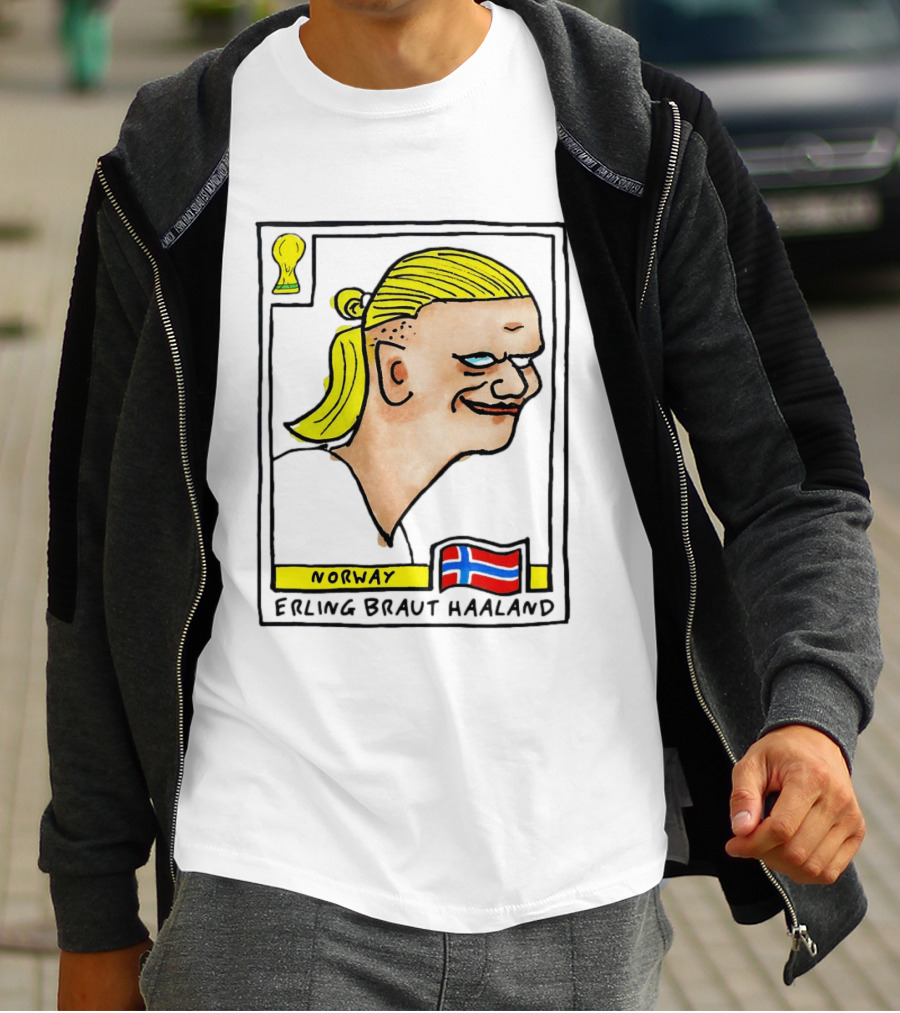Norway Erling Braut Haaland Caricature Football Trading Card T-Shirt