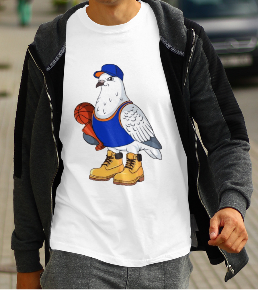 NYC Pigeon New York Forever Basketball Player Cartoon Pigeon In Jersey With Basketball T-Shirt
