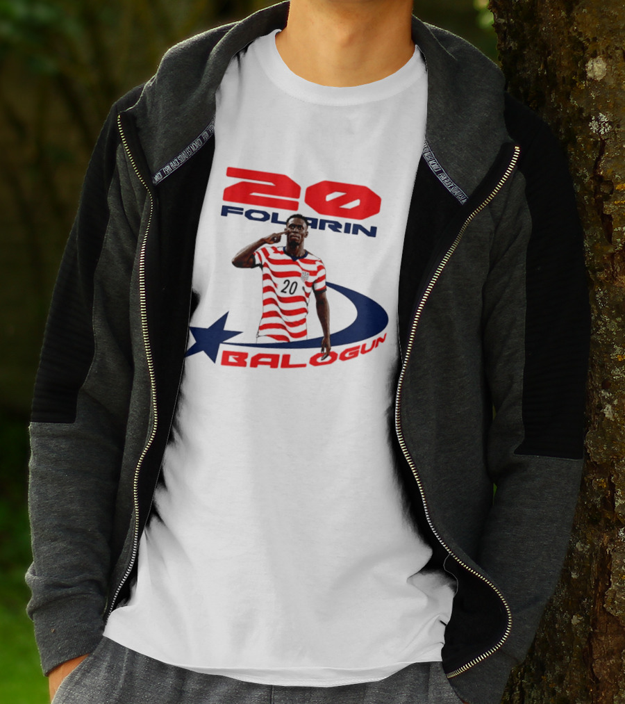 Folarin Balogun 20 Striped United States Soccer Team Star T-Shirt