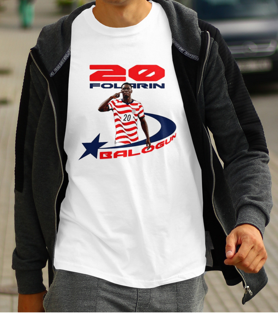 Folarin Balogun 20 Striped United States Soccer Team Star T-Shirt