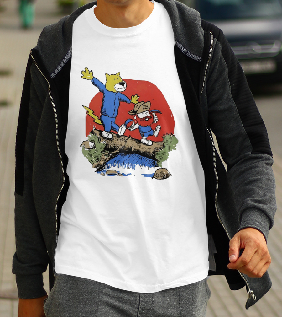 Denver Nuggets Rocky Mountain Lion Cartoon Adventure With Basketball T-Shirt