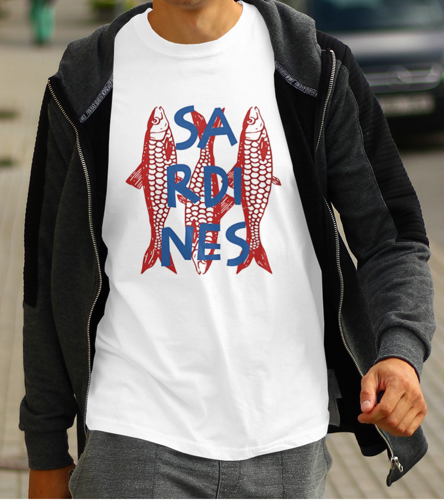 Sardines Red Fish Blue Letters Three Fish T-Shirt