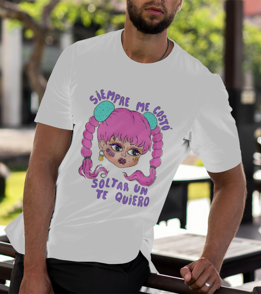 Siempre Me Costó Soltar Un Te Quiero Pink Braids Girl Cartoon T-Shirt