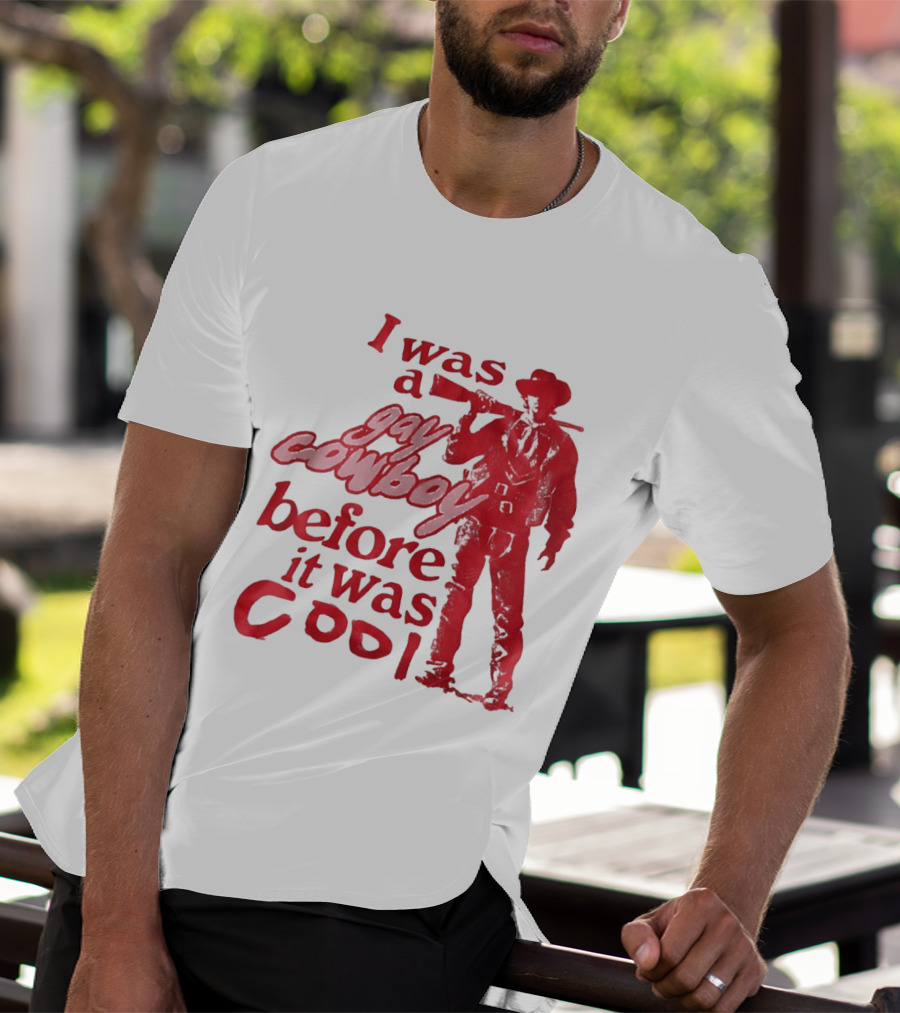 I Was A Gay Cowboy Before It Was Cool LGBTQ Pride Western Humor Red Figure T-Shirt