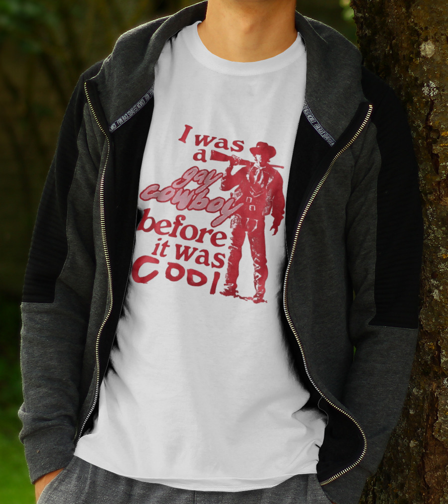 I Was A Gay Cowboy Before It Was Cool LGBTQ Pride Western Humor Red Figure T-Shirt