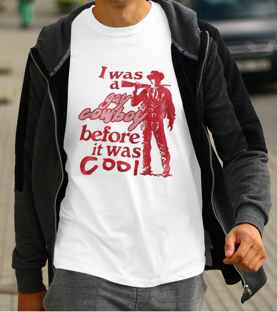 I Was A Gay Cowboy Before It Was Cool LGBTQ Pride Western Humor Red Figure T-Shirt