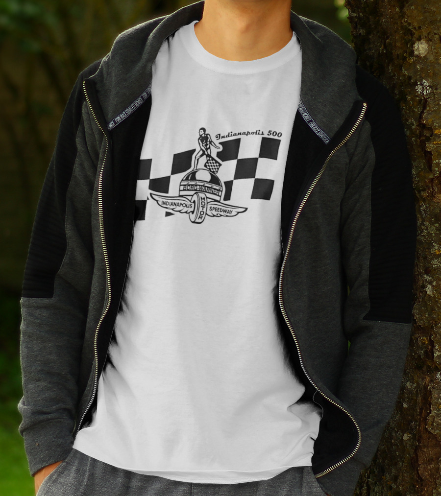 Indianapolis 500 Winged Wheel Checkered Flag T-Shirt