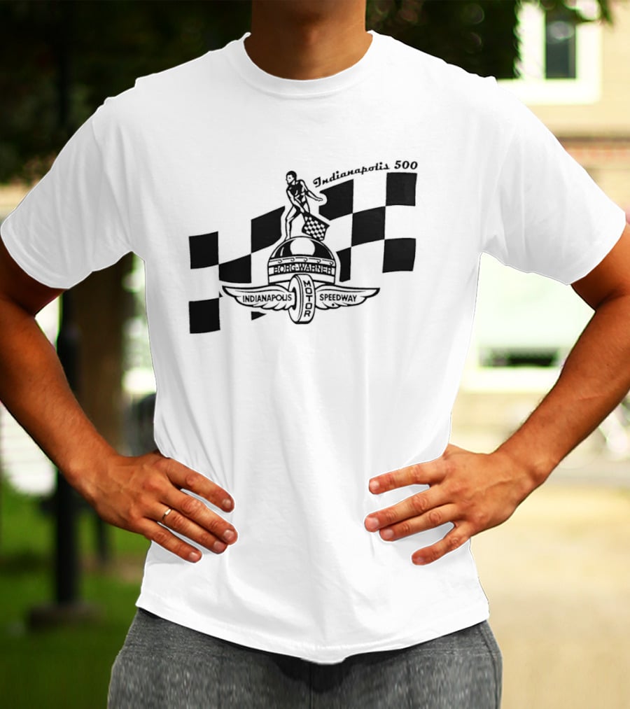 Indianapolis 500 Winged Wheel Checkered Flag T-Shirt