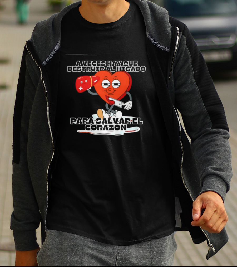 A Veces Hay Que Destruir Al Higado Para Salvar El Corazon Heart With Boxing Gloves Tropical Death T-Shirt