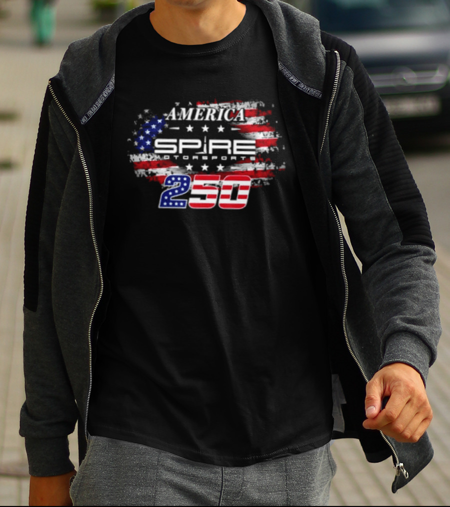America Spire Motorsports 250 NASCAR Racing Stars And Stripes Flag T-Shirt