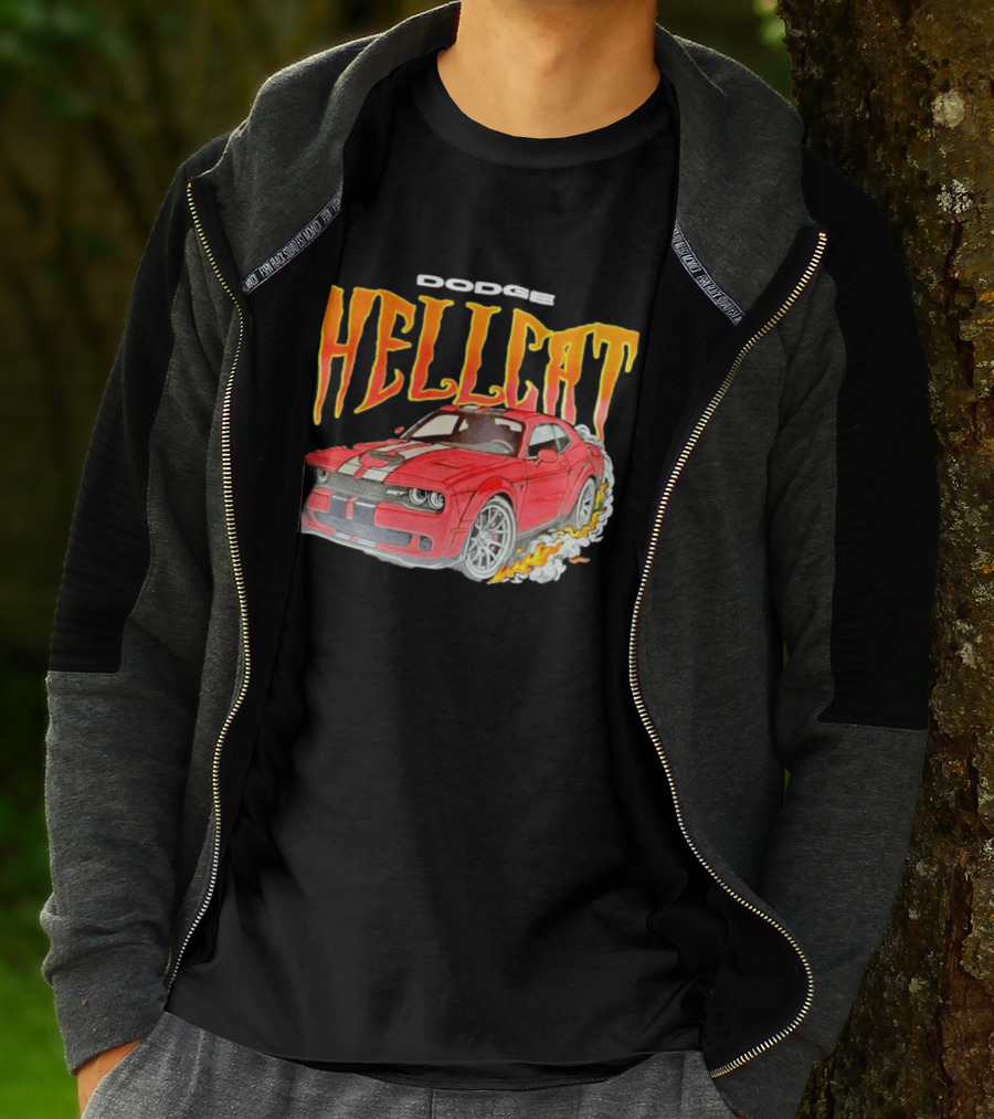 Dodge Hellcat Car Flames Drifting T-Shirt