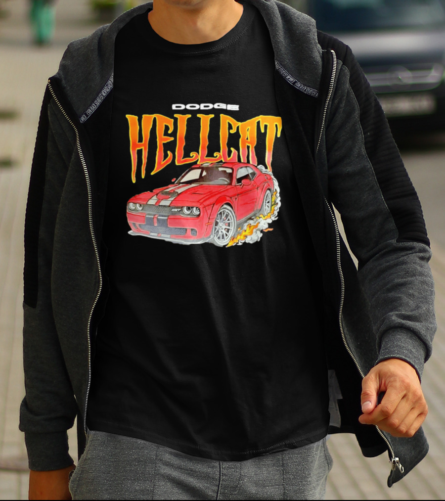 Dodge Hellcat Car Flames Drifting T-Shirt