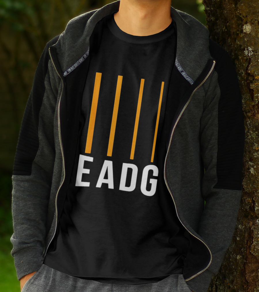 EADG Bass Guitar Four Strings Musician Vertical Lines T-Shirt