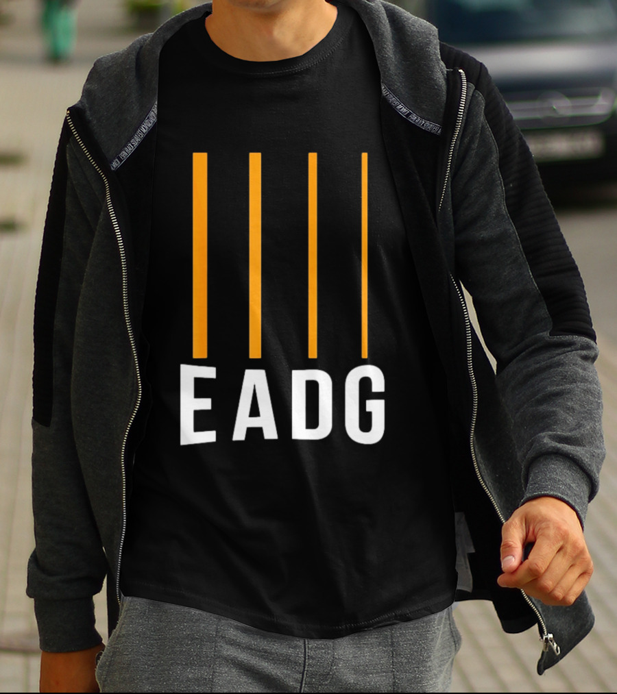 EADG Bass Guitar Four Strings Musician Vertical Lines T-Shirt