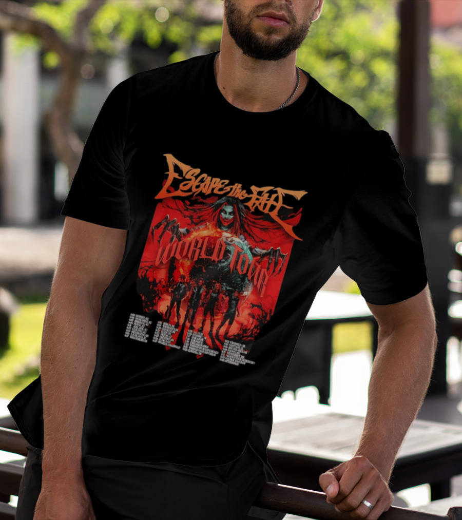 Escape The Fate World Tour Metalcore Post Hardcore Red Gothic T-Shirt