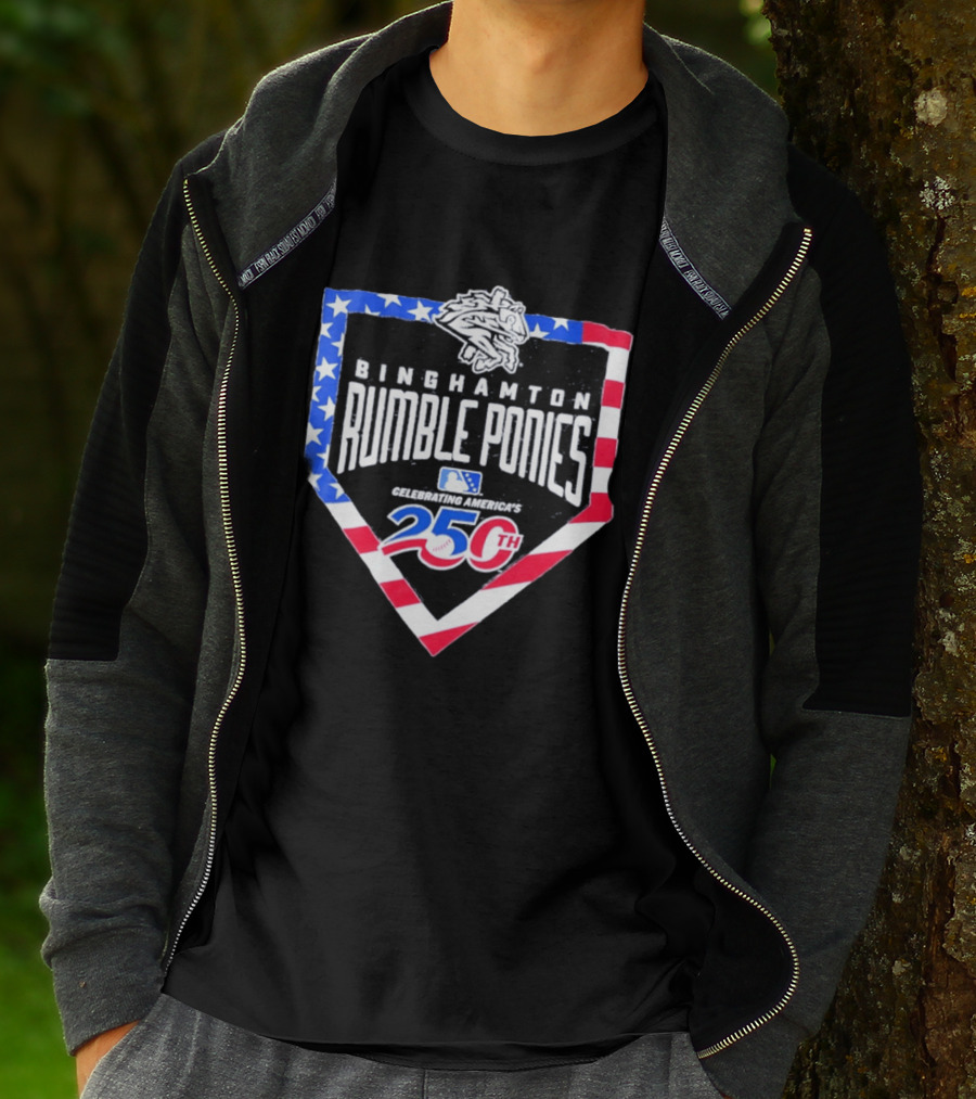 Binghamton Rumble Ponies Celebrating America 250th Anniversary MLB Stars And Stripes T-Shirt
