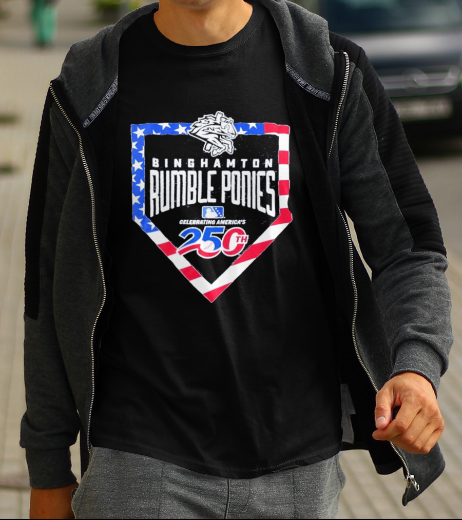 Binghamton Rumble Ponies Celebrating America 250th Anniversary MLB Stars And Stripes T-Shirt