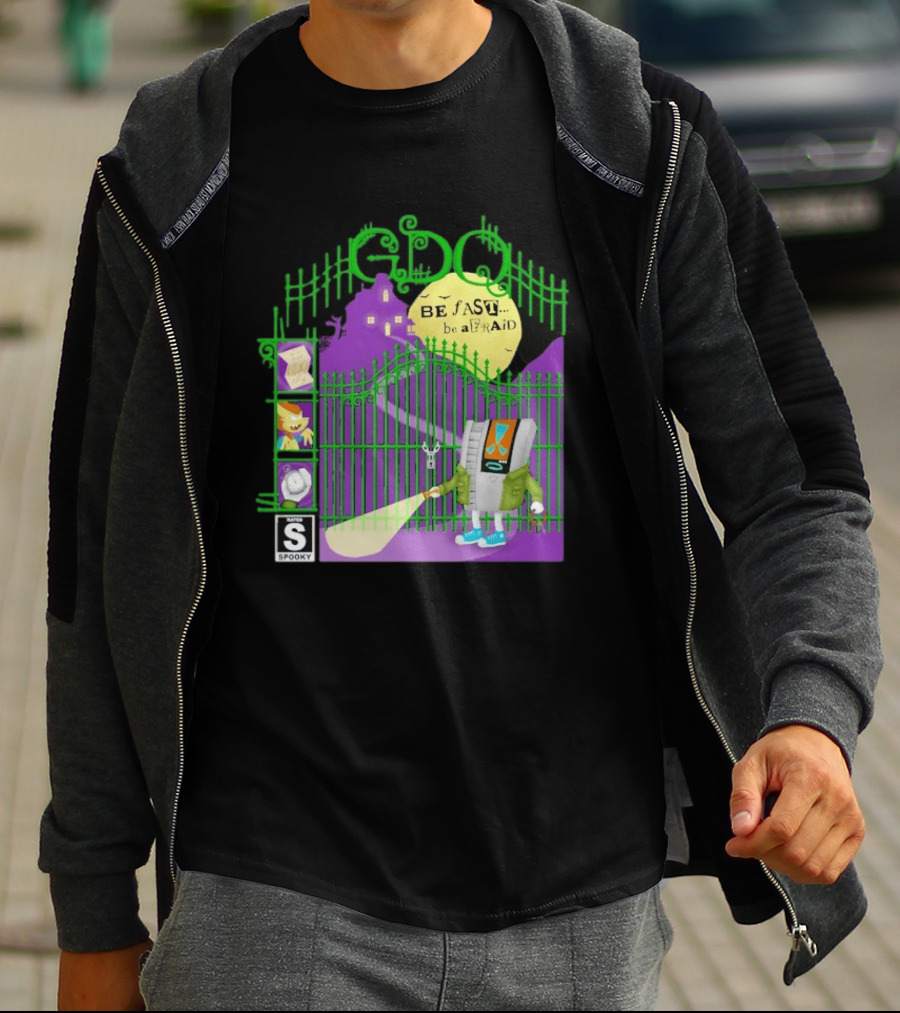 Gdq Be Fast Be Afraid Spooky Retro Robot Gaming T-Shirt