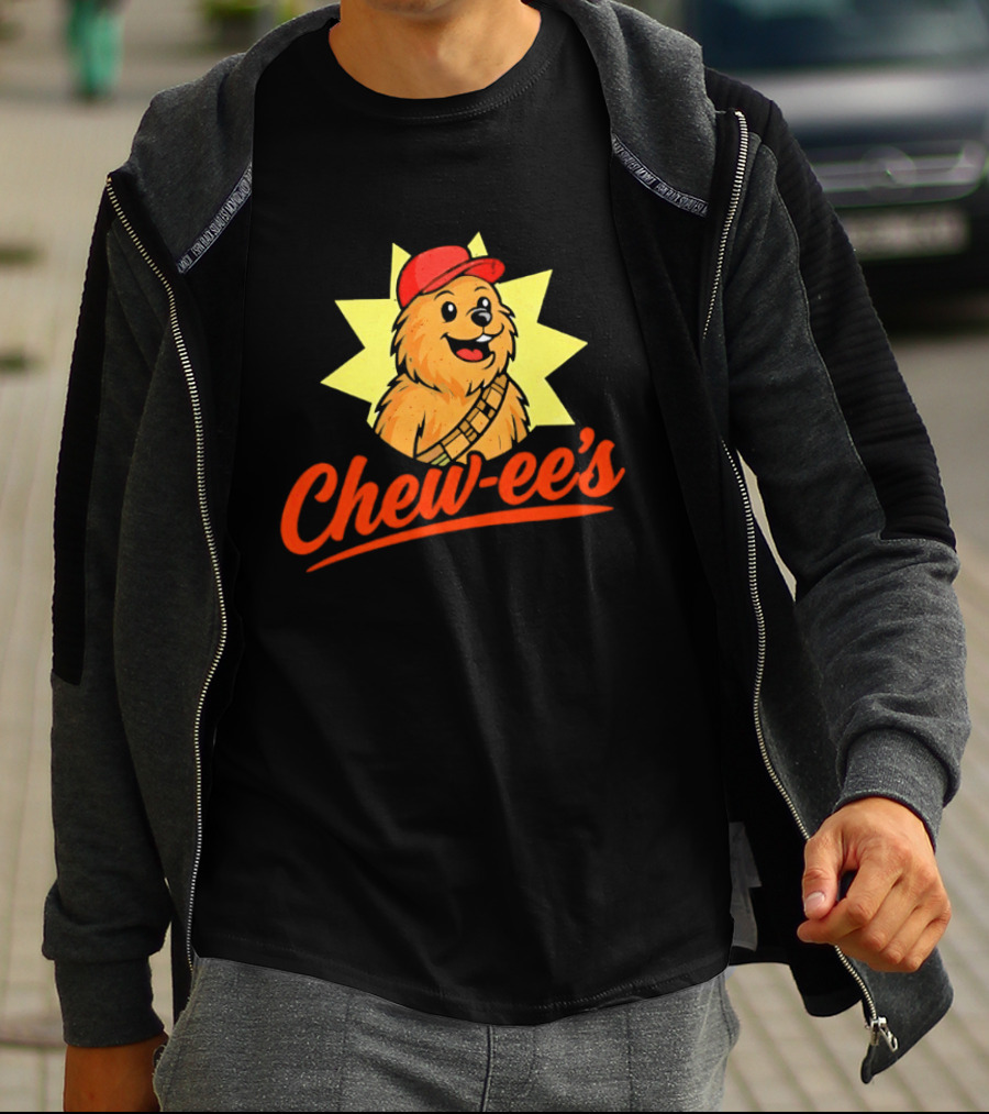Chewbacca Chew Ee's Star Wars Snack Brand Cartoon Character With Red Hat T-Shirt