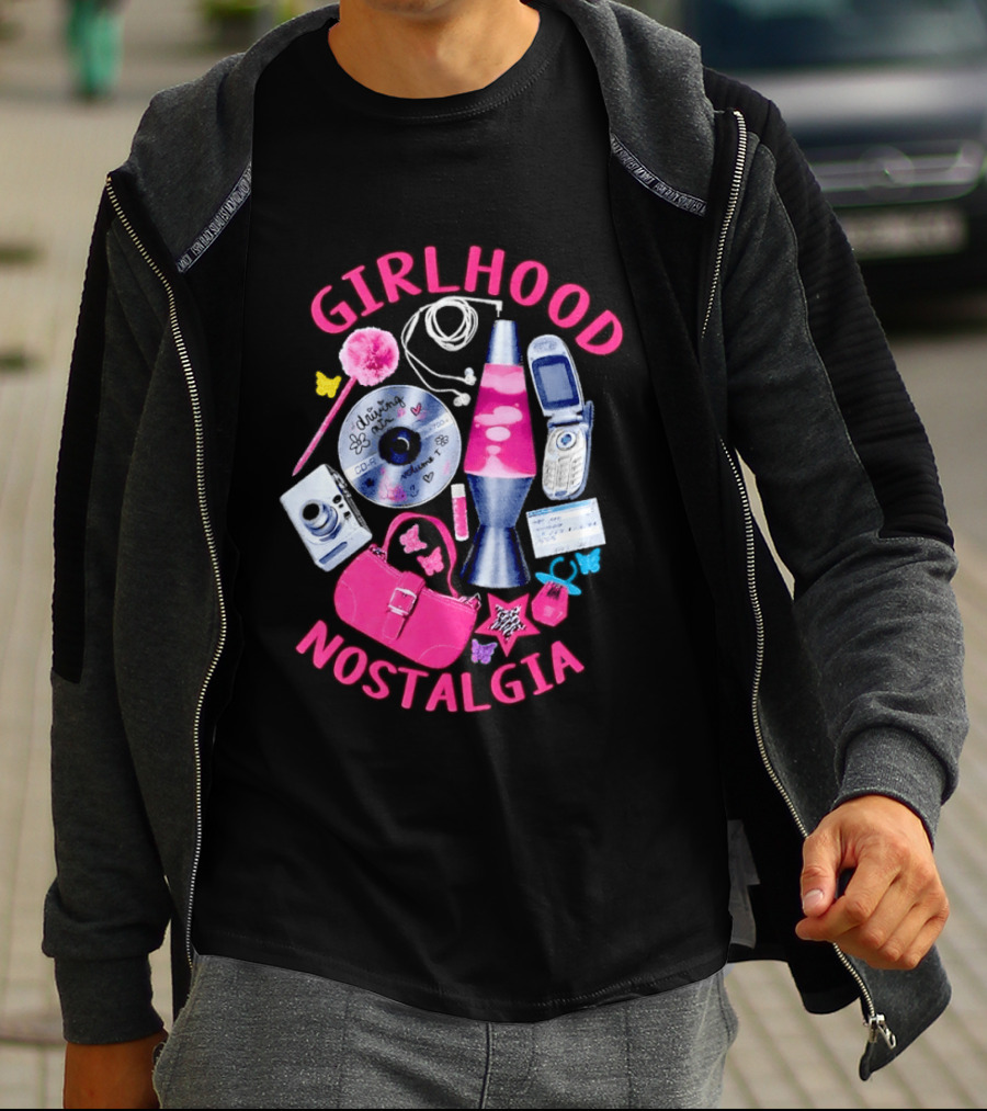 Girlhood Nostalgia Lava Lamp And Vintage Tech Accessories Throwback T-Shirt