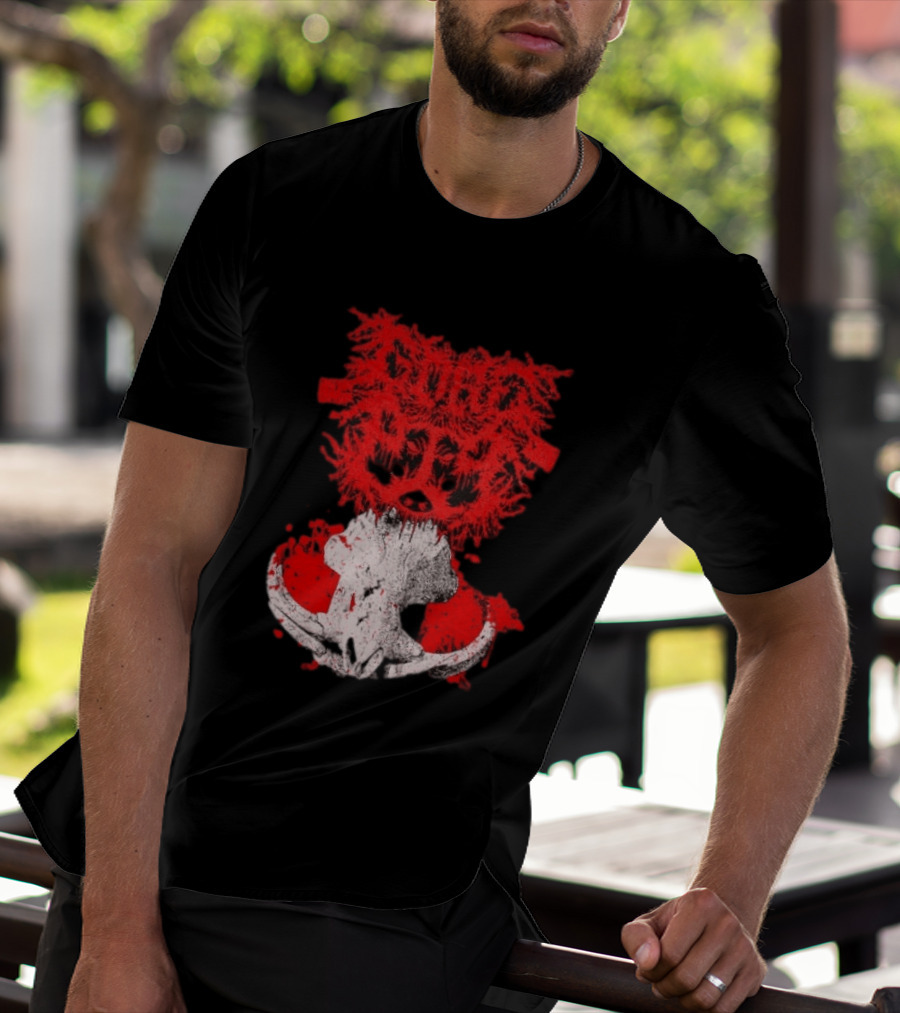 Gore Boar Skull Red Face Death Metal Hardcore T-Shirt