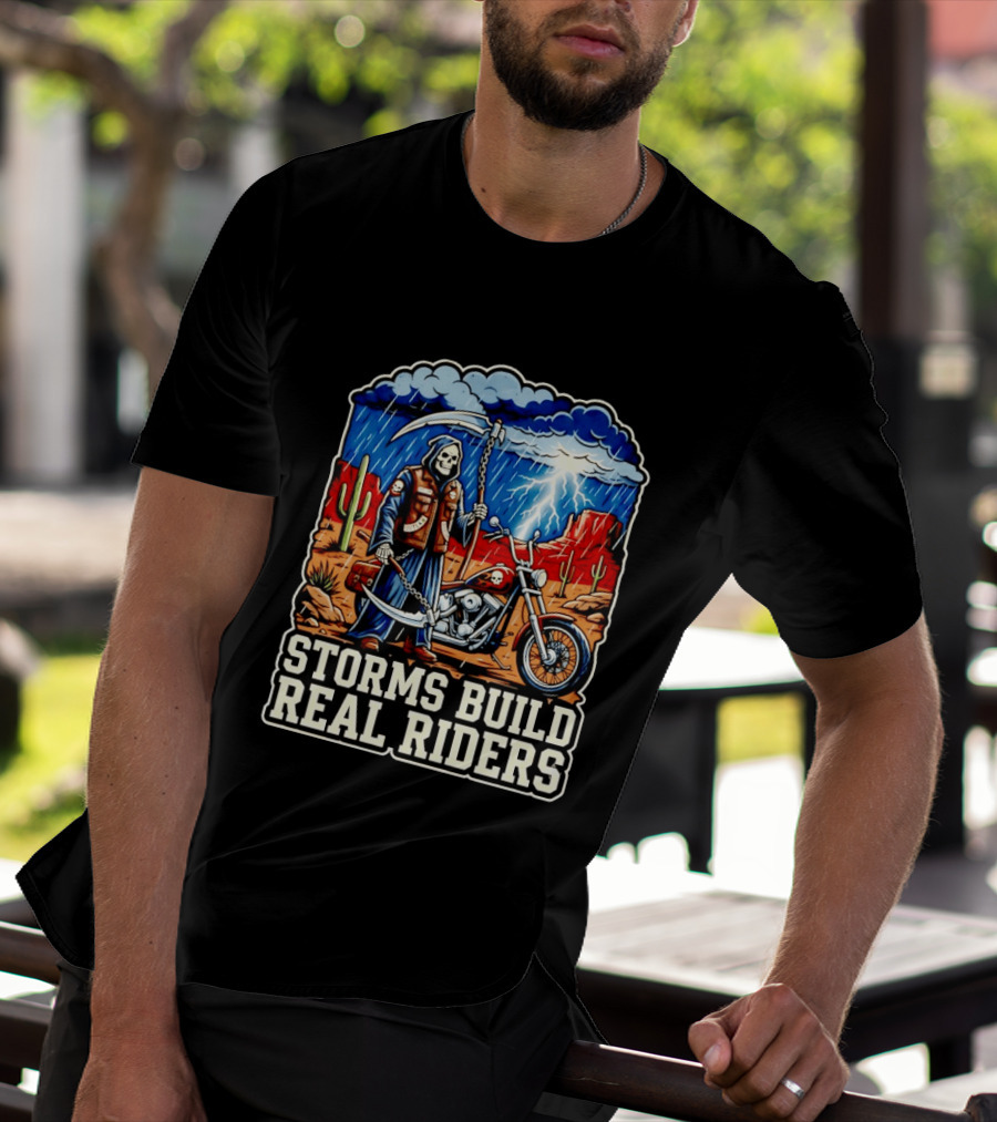 Real Riders Grim Reaper Motorcycle Storm Adventure T-Shirt