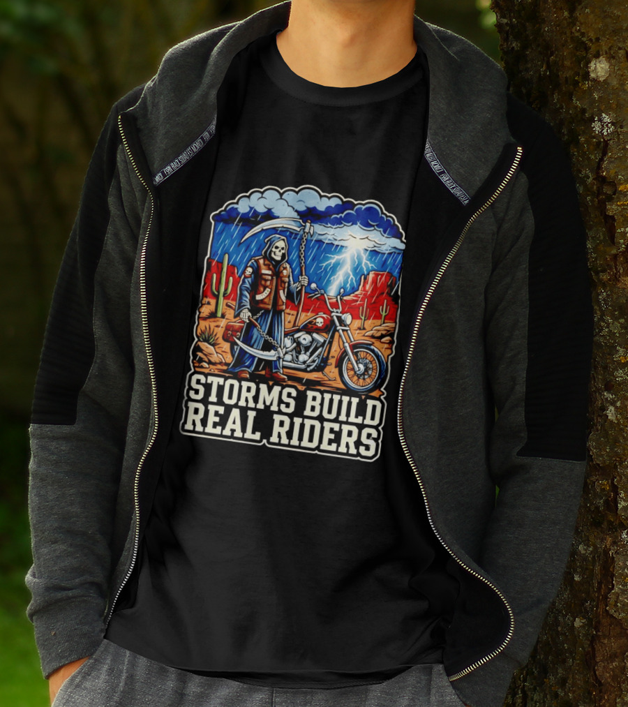 Real Riders Grim Reaper Motorcycle Storm Adventure T-Shirt