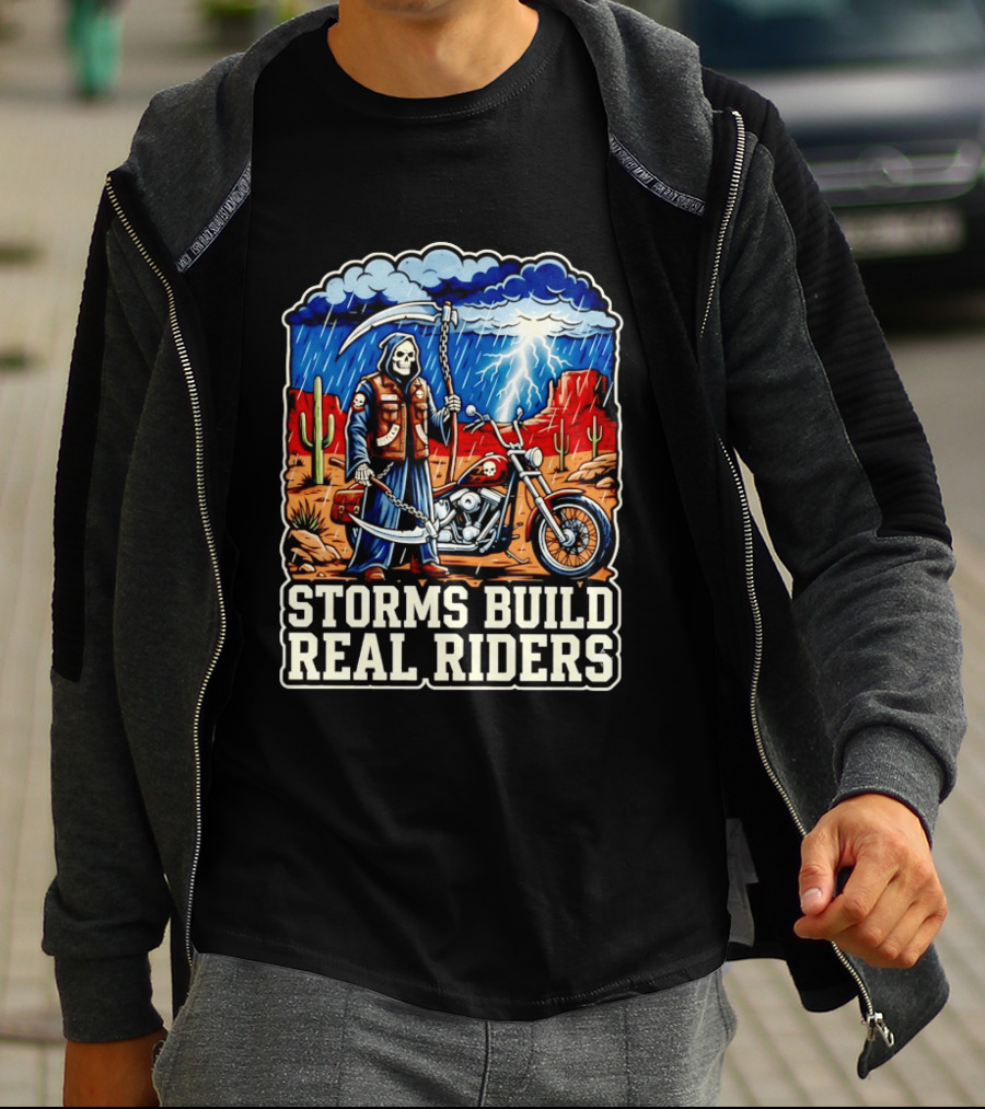 Real Riders Grim Reaper Motorcycle Storm Adventure T-Shirt