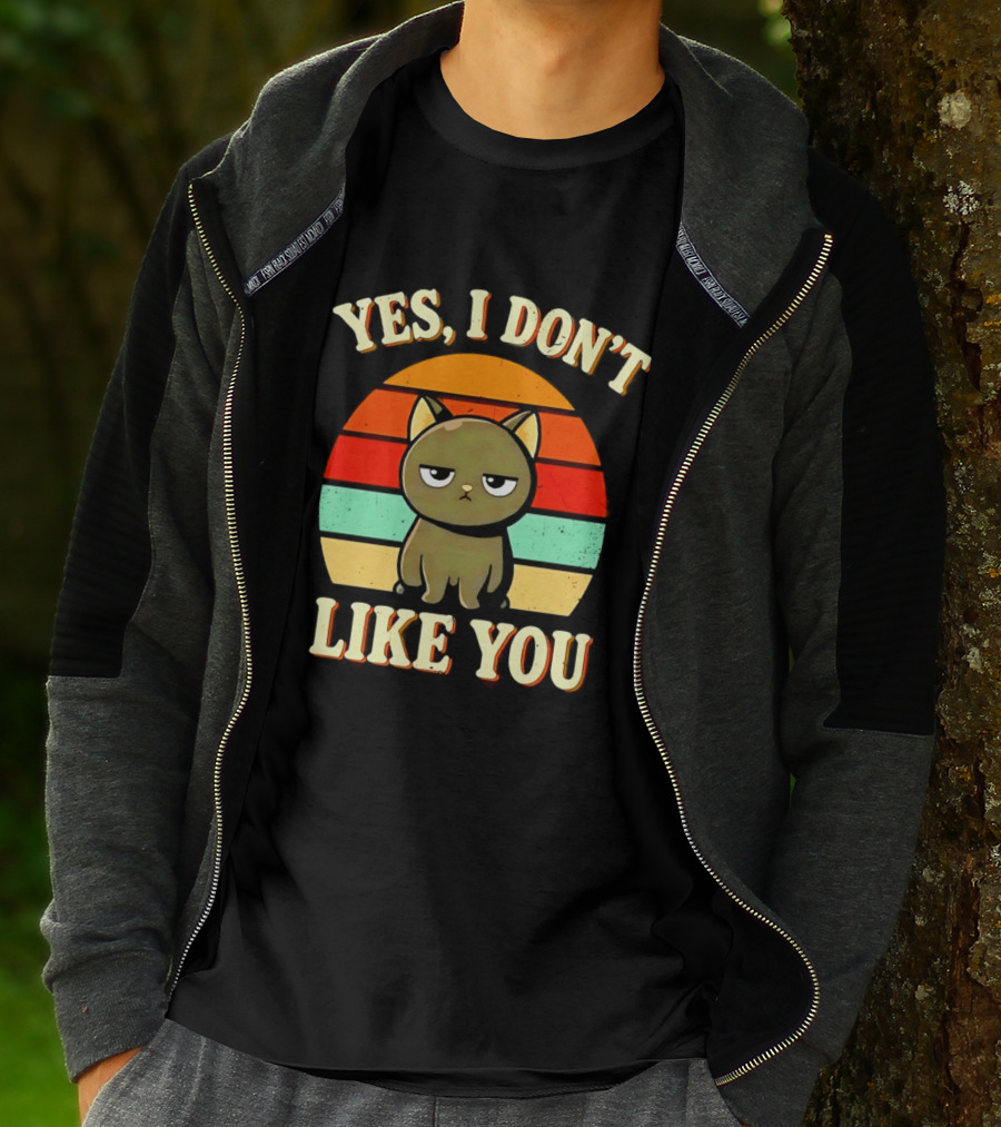 Yes I Don't Like You Grumpy Cat Retro Sunset T-Shirt