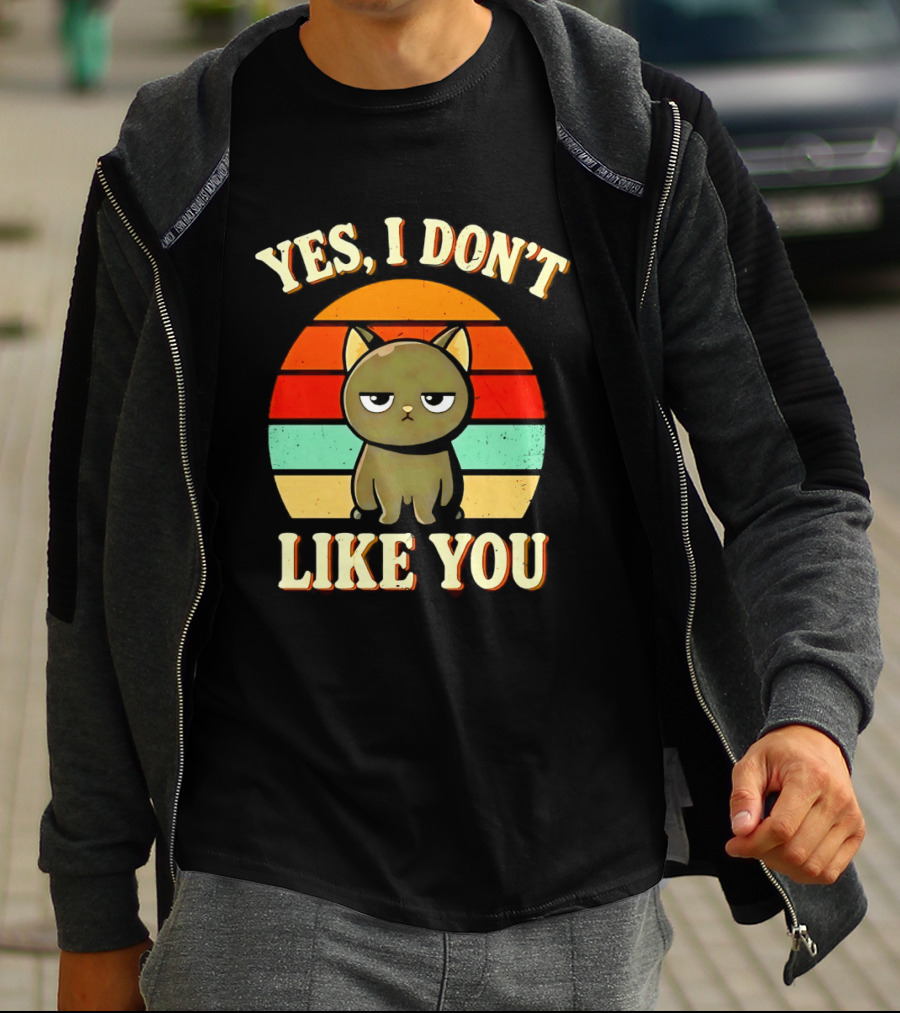 Yes I Don't Like You Grumpy Cat Retro Sunset T-Shirt