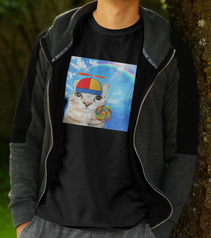Happy Cat Rainbow Lollipop Dreamcore Brainrot Meme Weirdcore Aesthetic T-Shirt