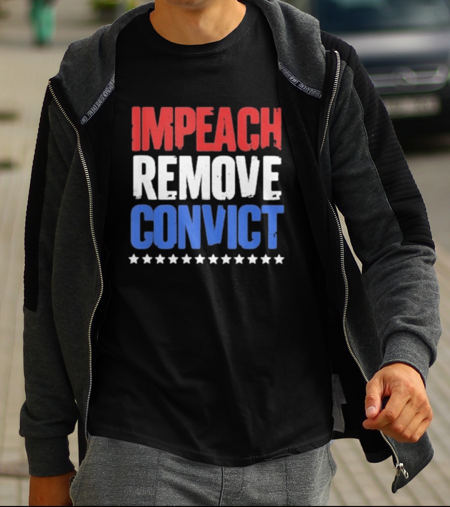Impeach Remove Convict No Kings Patriotic Red White Blue Stars T-Shirt