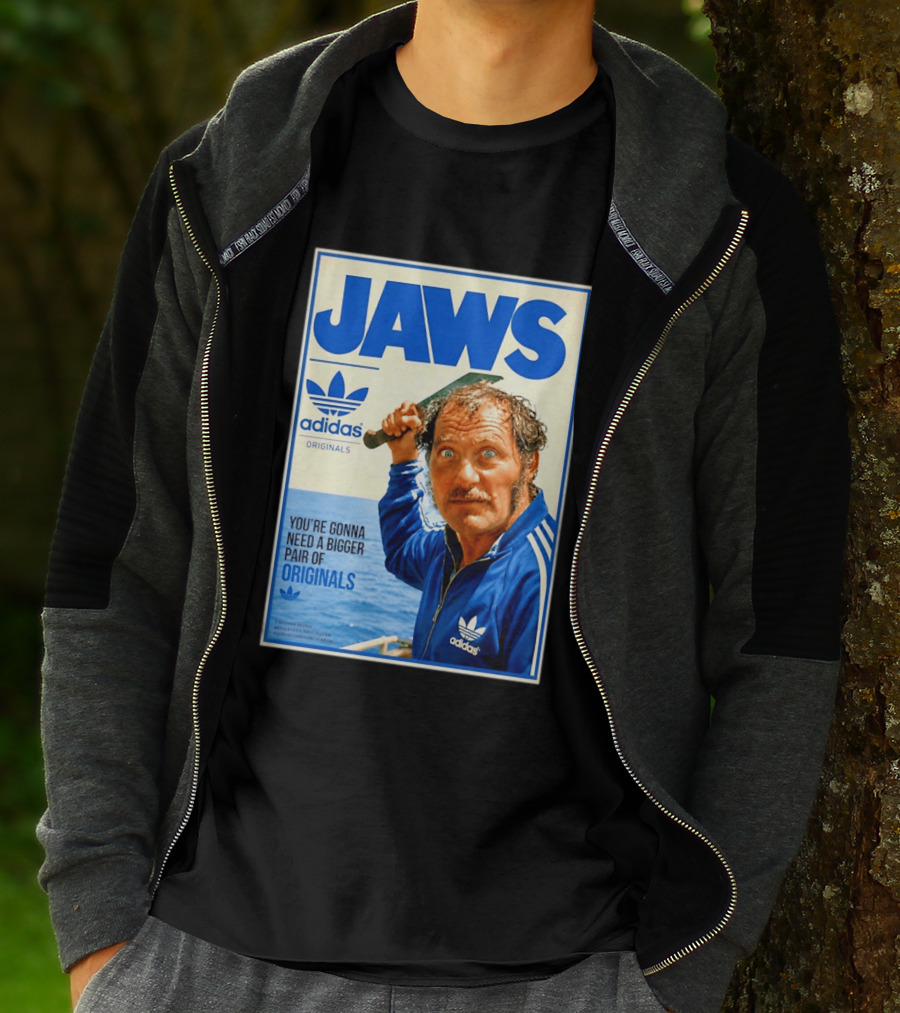 Jaws Adidas Originals You're Gonna Need A Bigger Pair Quint Machete T-Shirt