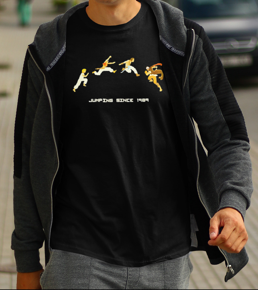 Jumping Since 1989 Retro Arcade Pixel Characters T-Shirt